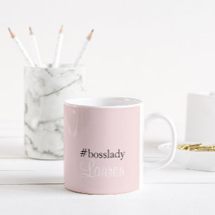 #Bosslady Pink Calligraphy Custom Name Coffee Mug