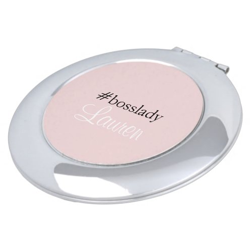 Bosslady  Pink  Calligraphy  Custom Name Compact Mirror