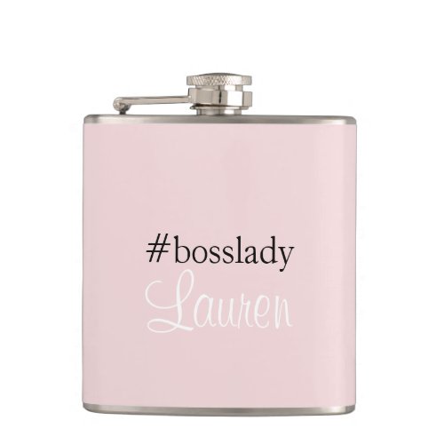 Bosslady  Pink  Calligraphy  Custom Name Flask
