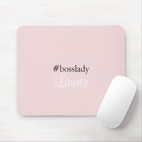 Bosslady  Pink  Calligraphy  Custom Name Mouse Pad