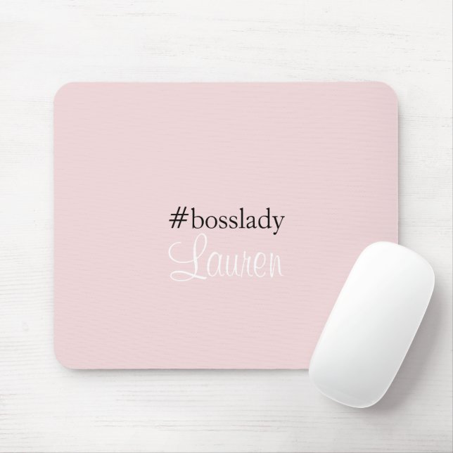 #Bosslady | Pink | Calligraphy | Custom Name Mouse Pad (With Mouse)