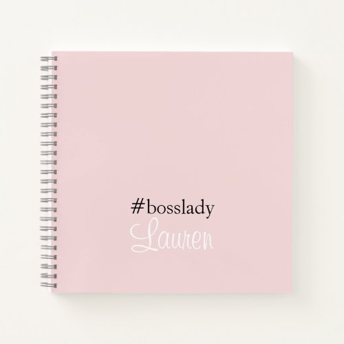 Bosslady  Pink  Calligraphy  Custom Name Notebook