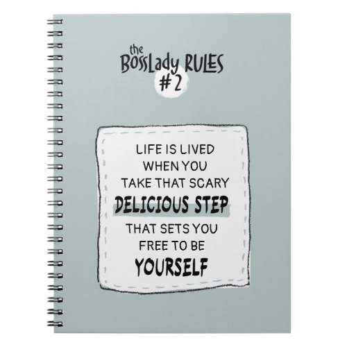 BossLady Rule 2 Blue Sage Typography Saying Notebook