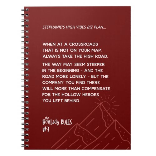 BossLady Rule 3 Take the High Road Burgundy Notebook