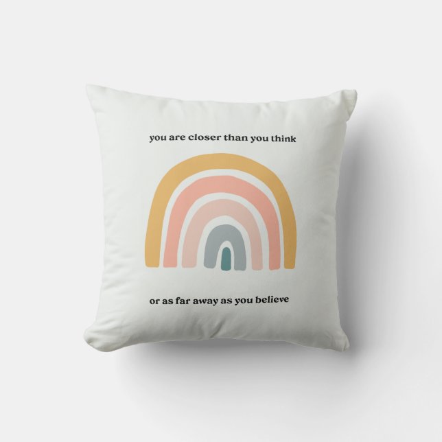 BossLady Rules Rainbow Motivational Mindset Quote Throw Pillow (Front)