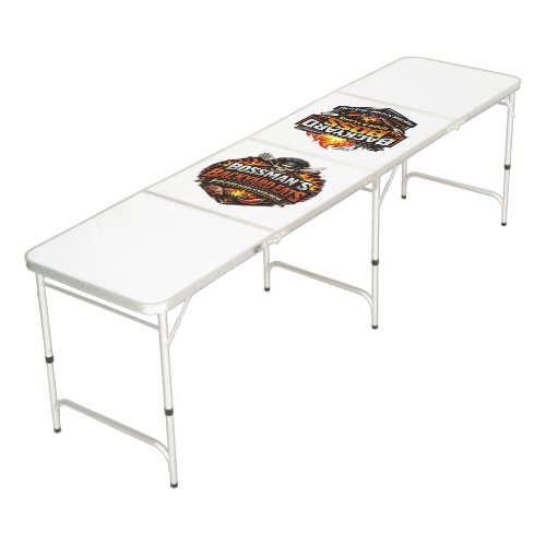 Bossman's Backyard Eats Iron & Flame Beer Pong Table