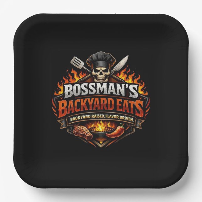 Bossman's Backyard Eats Paper Plates (Front)