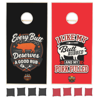Bossman's Backyard Eats Pork Humor Cornhole Set