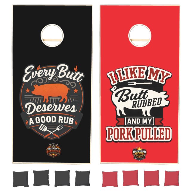 Bossman's Backyard Eats Pork Humor Cornhole Set (Set)