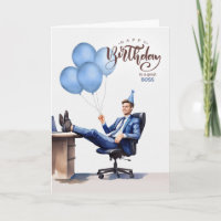 Boss's Birthday Blue Businessman in an Office