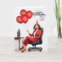 Boss's Birthday Red Businesswoman in an Office