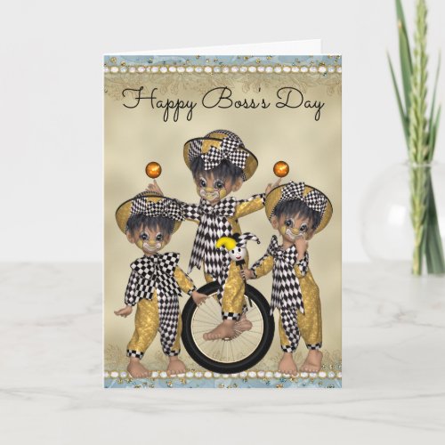 Bosss Day Card with Clown Employees