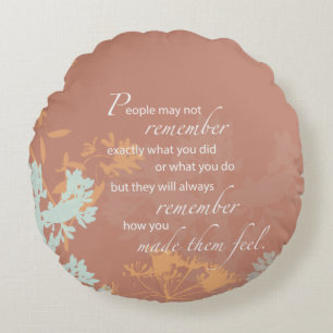 Boss's Day Wild Flower Silhouettes on Brown Round Pillow