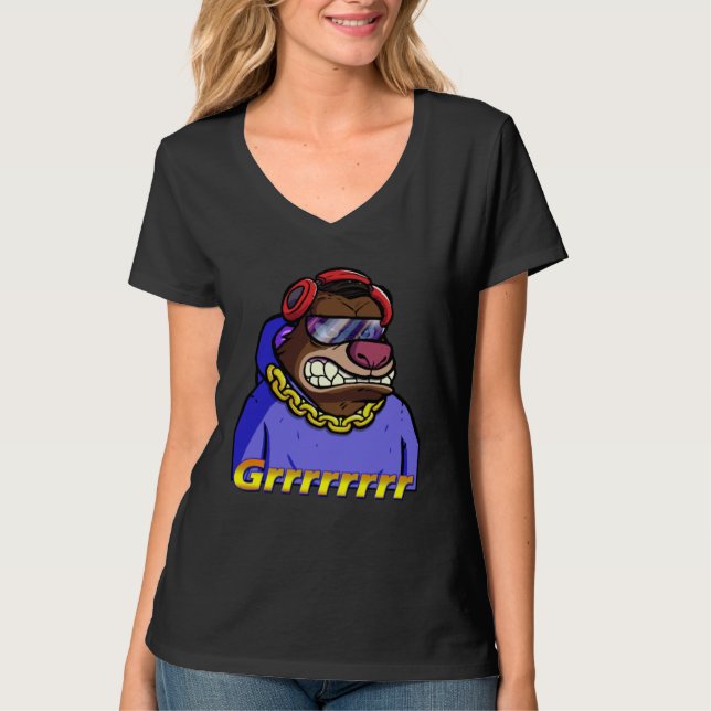 Bossy Bear Club NFT Non Fungible Artwork Grrr Grow T-Shirt (Front)