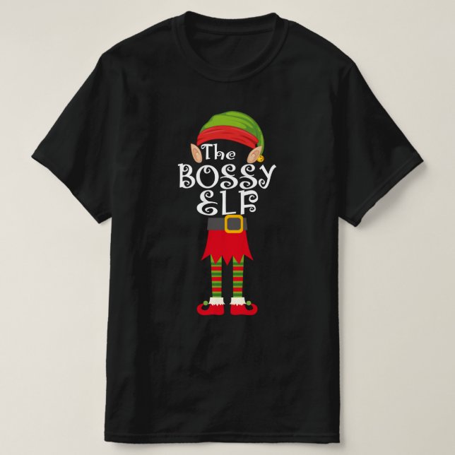 bossy elf family matching christmas T-Shirt (Design Front)