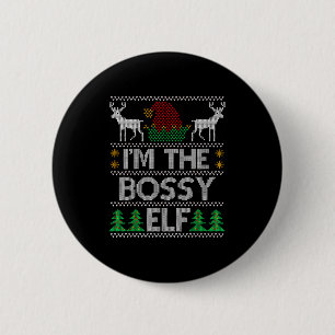 Bossy Elf Matching Family Group Christmas Party Pa Button