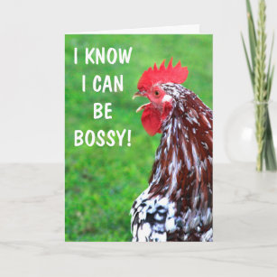 Bossy Funny Demanding Rooster Get Well Card