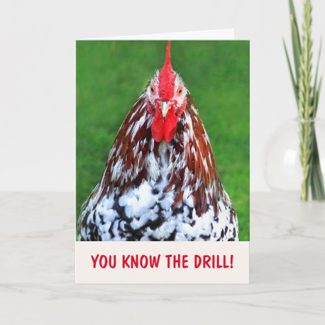 Bossy Funny Mad Rooster Birthday Card (Front)