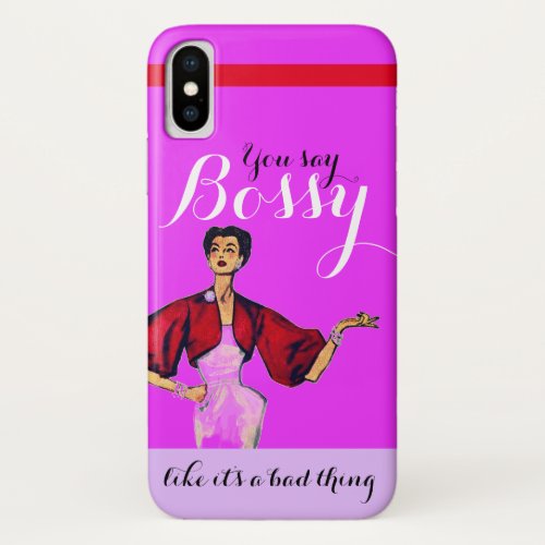 Bossy Gal Retro Magenta iPhone X Case