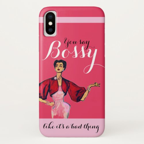 Bossy Gal Retro Pink iPhone X Case