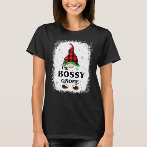 Bossy Gnome Buffalo Plaid Matching Family Xmas Paj T_Shirt