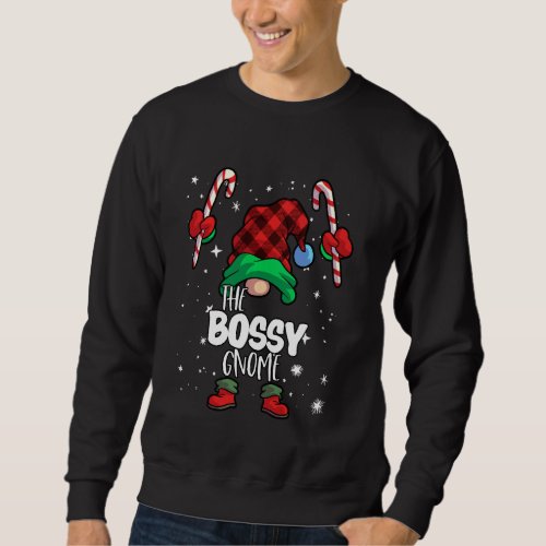Bossy Gnome Red Buffalo Plaid Matching Family Chri Sweatshirt