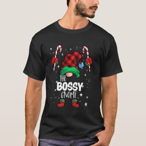 Bossy Gnome Red Buffalo Plaid Matching Family Chri T_Shirt