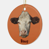 Bossy the Cow Christmas Ornament (Left)