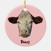 Bossy the Cow Christmas Ornament (Back)