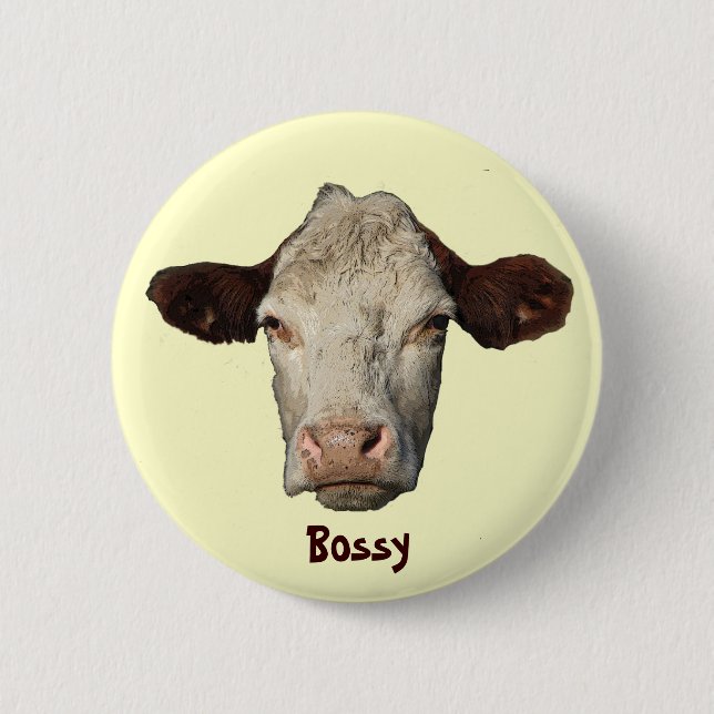 Bossy the Cow Pinback Button (Front)