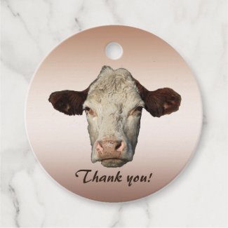 Bossy the Cow Thank You Animal Favor Tags