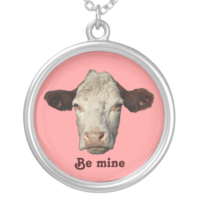Bossy the Cow Valentine Silver Plated Necklace (Front)