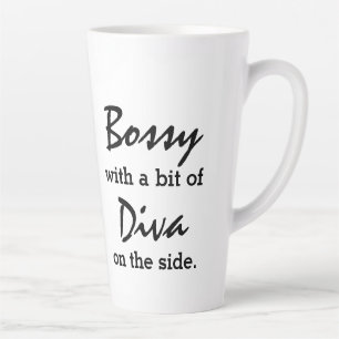 Bossy With A Bit Of Diva Modern Trendy  Latte Mug