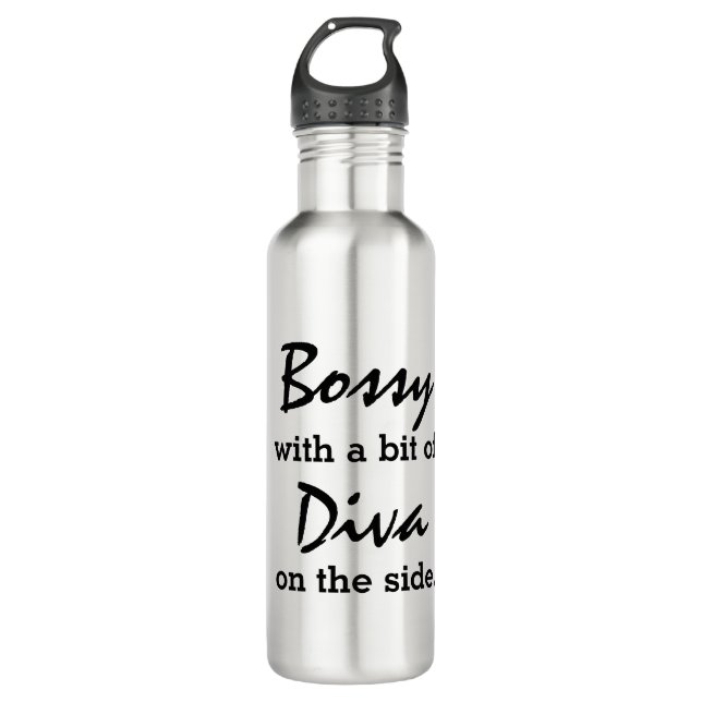 Bossy With A Bit Of Diva   Stainless Steel Water Bottle (Front)