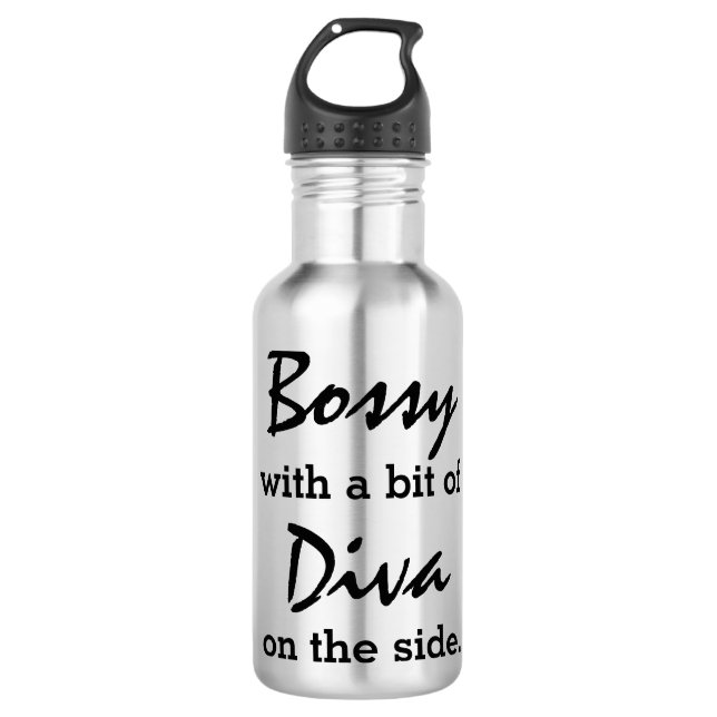Bossy With A Bit Of Diva   Stainless Steel Water Bottle (Front)