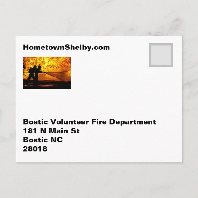 Bostic Volunteer Fire Department Postcard (Back)