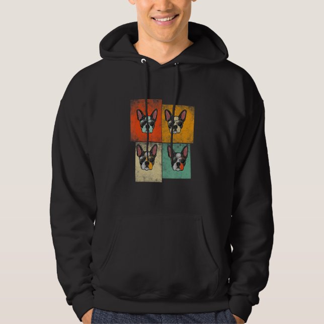 Bostie Dog Lover Funny Boston Terrier With Sunglas Hoodie (Front)