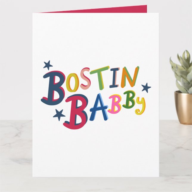 BOSTIN BABBY Black Country Words New Baby Card (Small Plant)