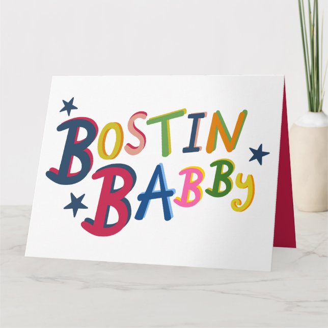BOSTIN BABBY Black Country Words New Baby Card (Front)