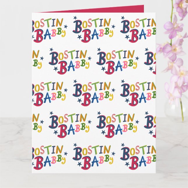 BOSTIN BABBY Black Country Words New Baby Card (Orchid)