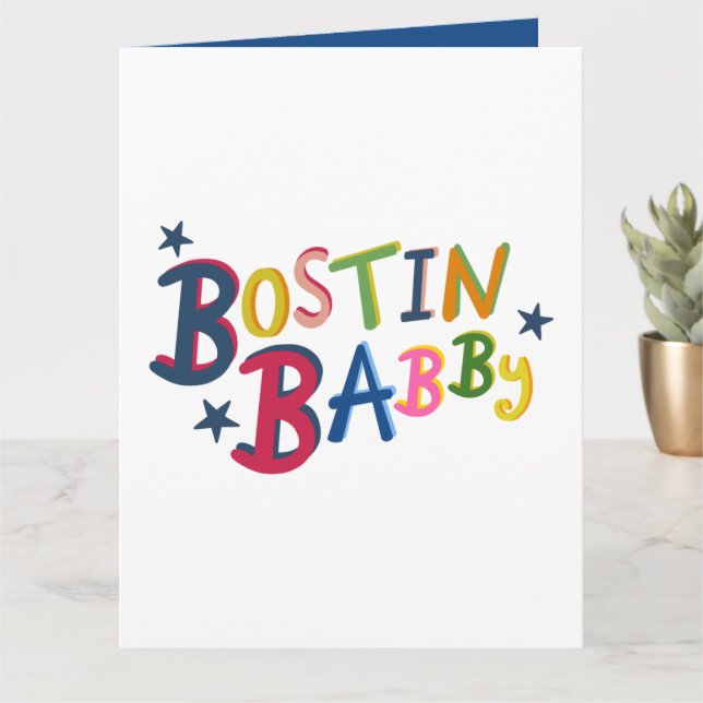 BOSTIN BABBY Black Country Words New Baby Card (Small Plant)