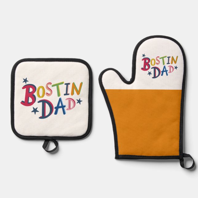 Bostin Dad Black Country  Oven Mitt & Pot Holder Set (Front)