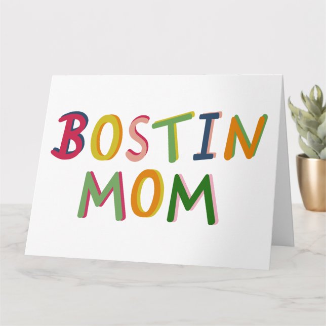 Bostin Mom Black Country Birthday or Mother's Day  Card (Small Plant)