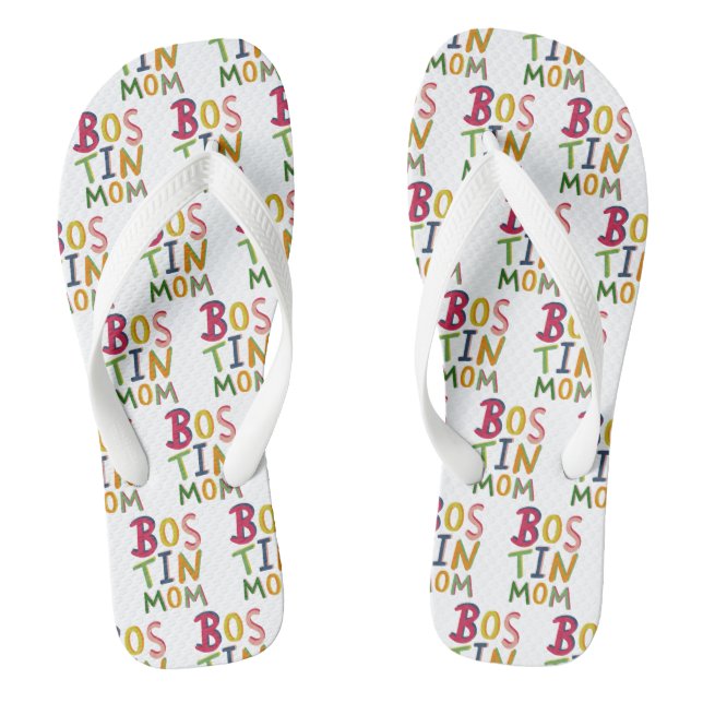 Bostin Mom Black Country Flip Flops Beach Footwear (Footbed)