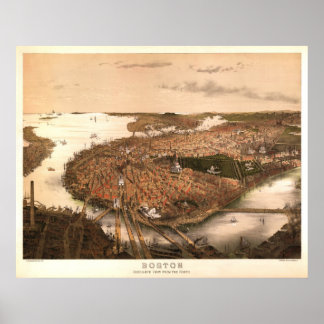 Boston 1877 Reproduction Lithograph Poster