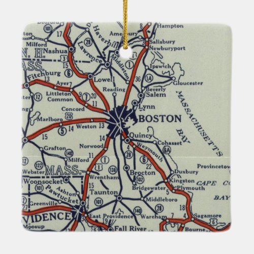 Boston 1924 Vintage Map Ceramic Ornament