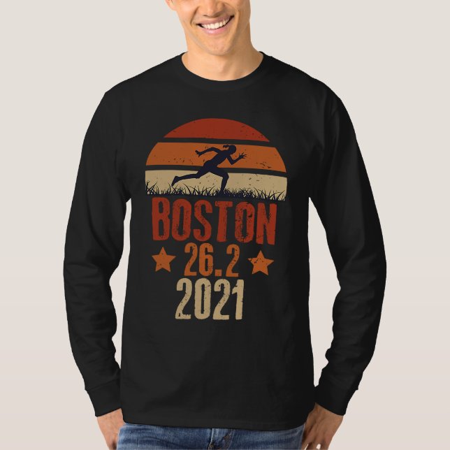 Boston 2021 Marathon Runner 26 2 Miles T-Shirt (Front)