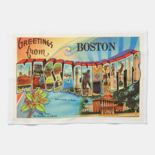 Boston #2 Massachusetts MA Vintage Travel Souvenir Kitchen Towel