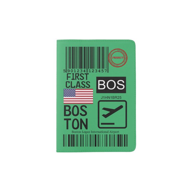 Boston airport travel tag passport holder (Front)