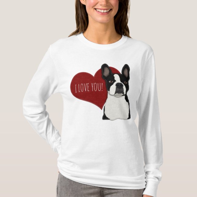 Boston and Frenchie Mix Dog | Cute Dogs T-Shirt (Front)